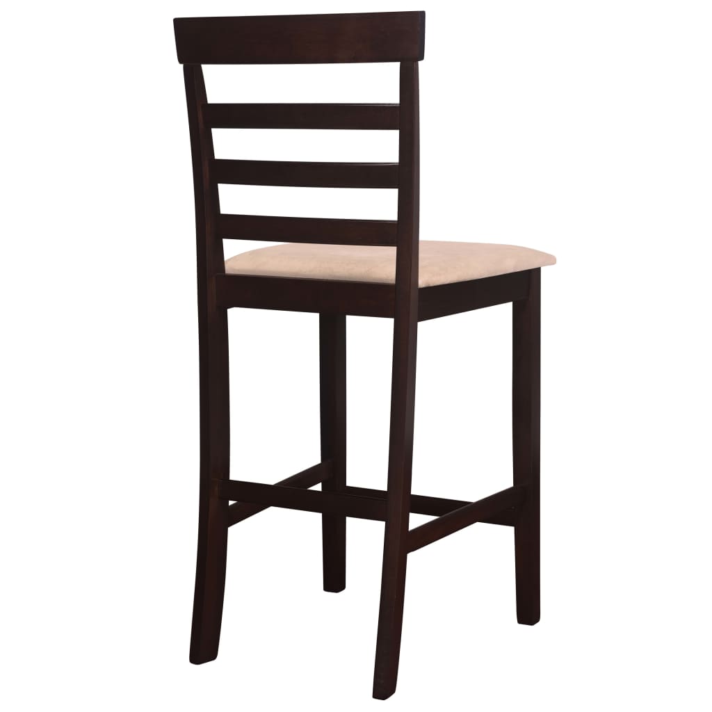Hnědý dřevěný barový stůl a 4 barové židle, set
