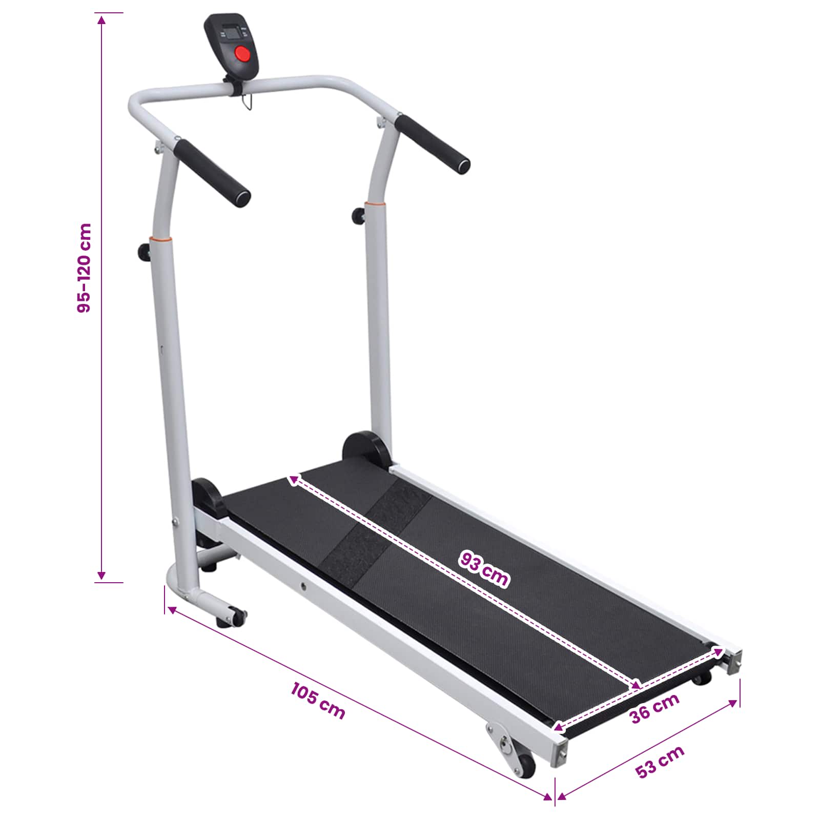 Mini-loopband inklapbaar 93x36 cm zwart - Afbeelding 8