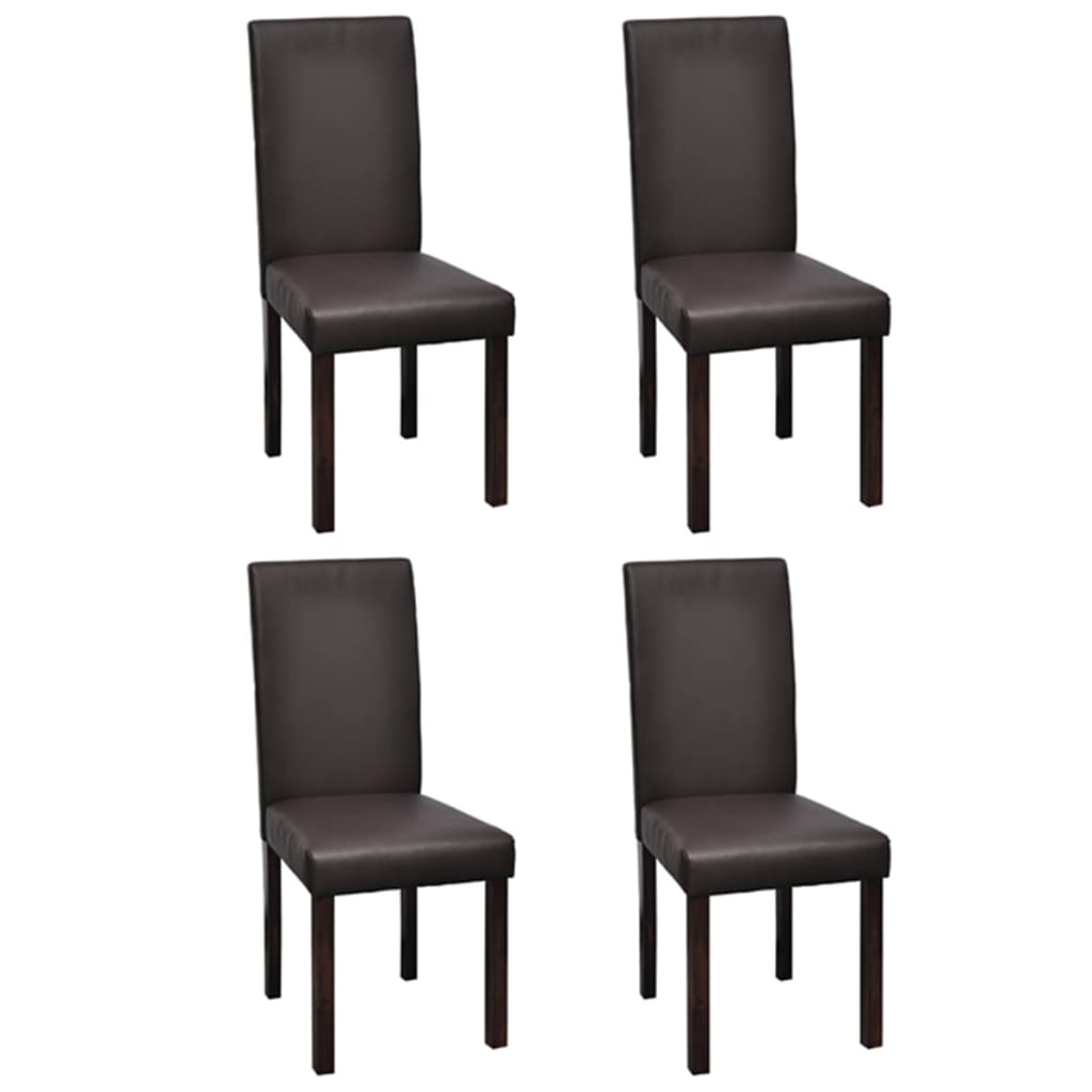 Set of 4 Brown Faux Leather Dining Chairs in Scandinavian Style vidaXL - Picture 4 of 12