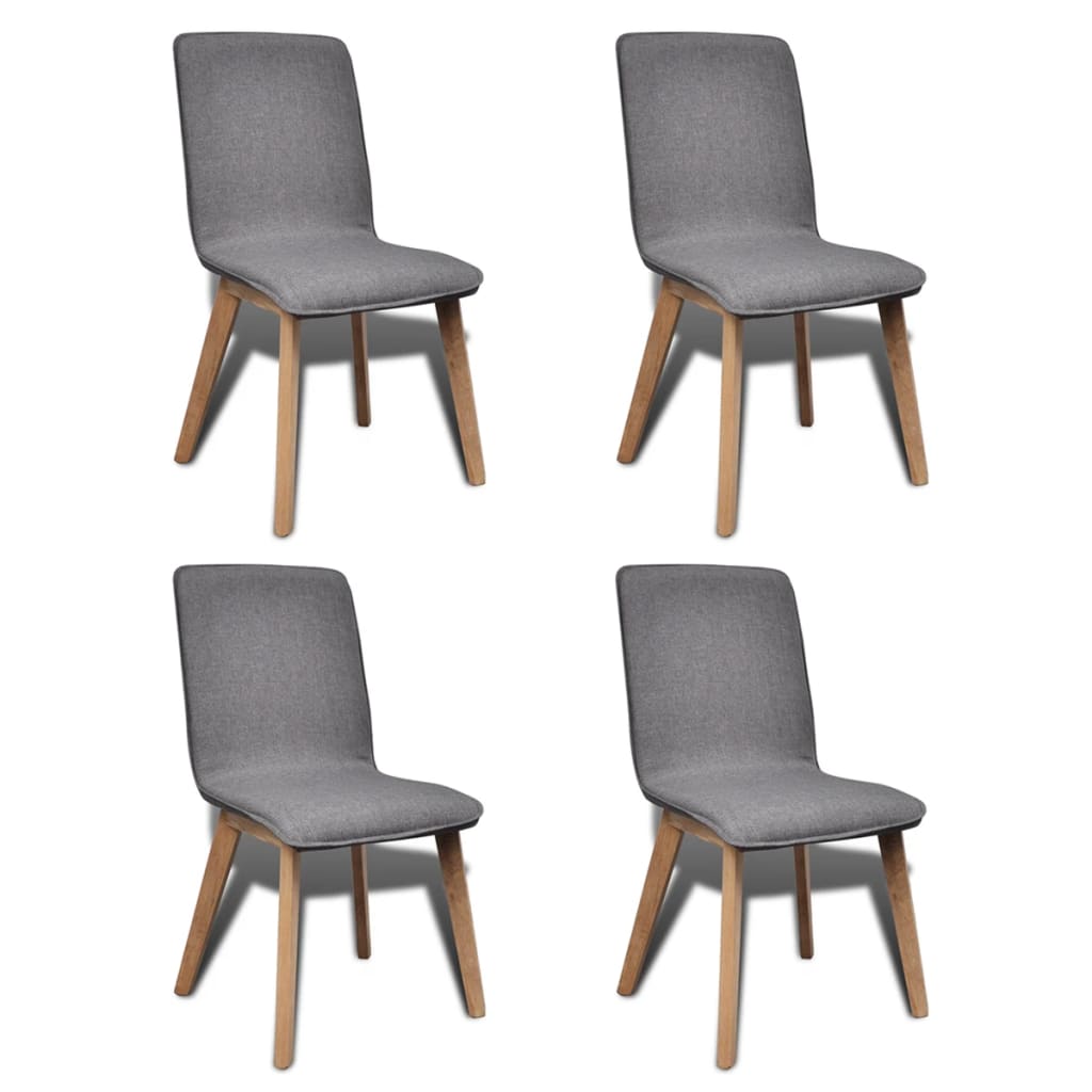 

vidaXL Dining Chairs 4 pcs Dark Gray Fabric and Solid Oak Wood