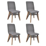 Set of 4 Dark Gray Fabric Oak Dining Chair Indoor