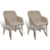2 pcs Fabric Dining Chair Set with Armrest Beige
