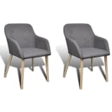 2 pcs Fabric Dining Chair Set with Armrest Dark Gray