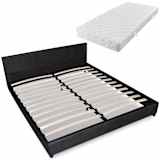 vidaXL Cama de cuero artificial negra con colchón 180x200 cm