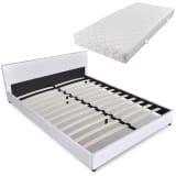 vidaXL Cama de cuero artificial blanca con colchón 180x200 cm