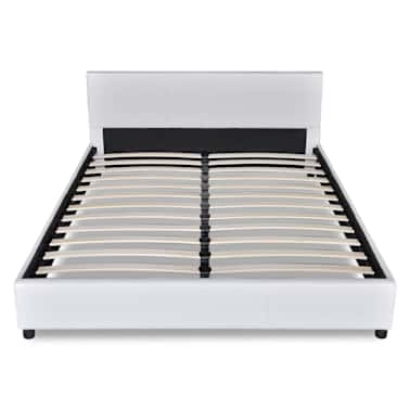 vidaXL Cama com colchão 180 x 200 cm couro artificial branco[3/12]