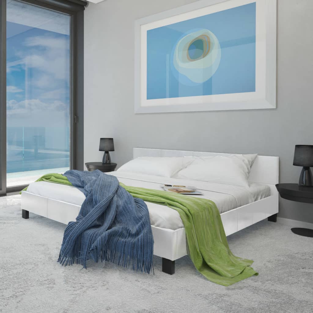 vidaXL Κρεβάτι Λευκό 180 x 200 εκ. από Συνθετικό Δέρμα με Στρώμα