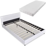 vidaX Cama de cuero artificial blanca con colchón 140x200 cm