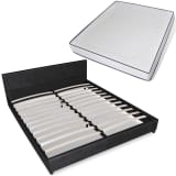 vidaXL Cama com colchão 180 x 200 cm couro artificial preto