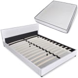 vidaXL Cama com colchão 180 x 200 cm couro artificial branco
