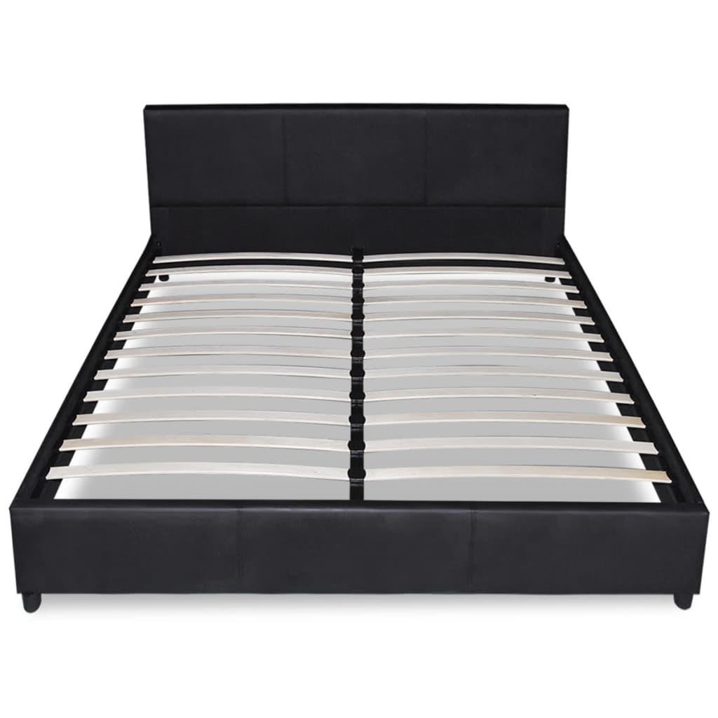 VidaXL - vidaXL Bed met traagschuim matras kunstleer zwart 140x200 cm