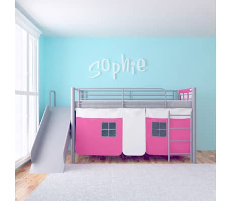 vidaXL bērnu gulta ar slidkalniņu un kāpnēm, rozā, 200 x 100 cm