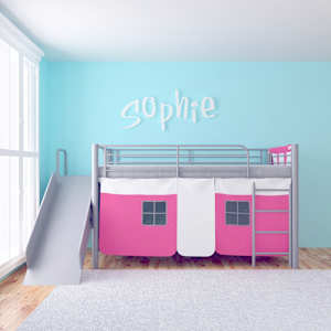 vidaXL Kinderhochbett mit Rutsche Leiter Stahl Rosa 200x100 cm