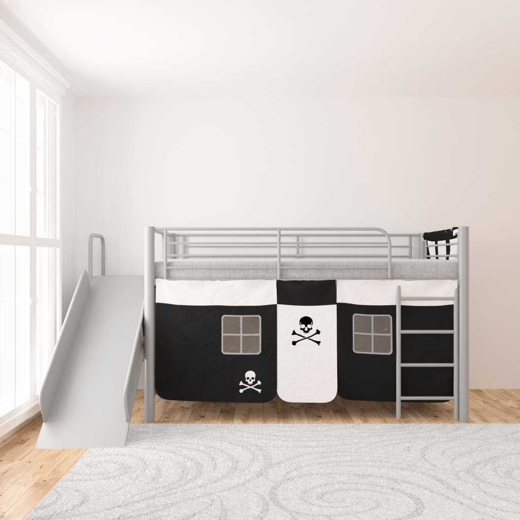 vidaXL Poschodová posteľ s rebríkom, oceľová, čierna, 200x100 cm