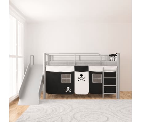 vidaXL Kinderhochbett mit Rutsche Leiter Stahl Schwarz 200x100 cm