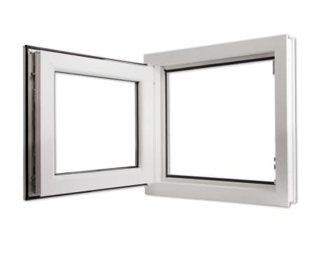Otevíravě-sklopné okno, trojité sklo, PVC, klika vpravo, 600 x 600 mm