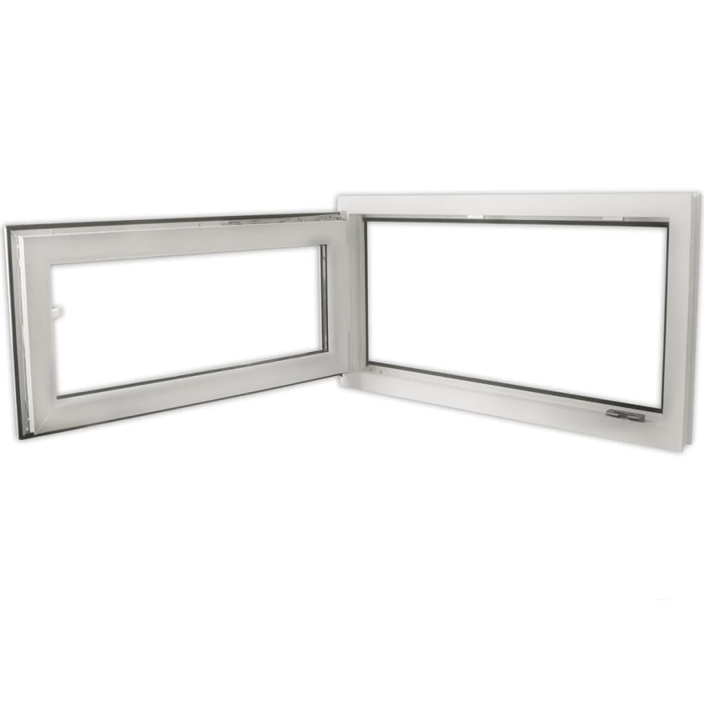 vidaXL Treglasfönster PVC Dreh-kipp handtag på höger sida 900 x 500 mm