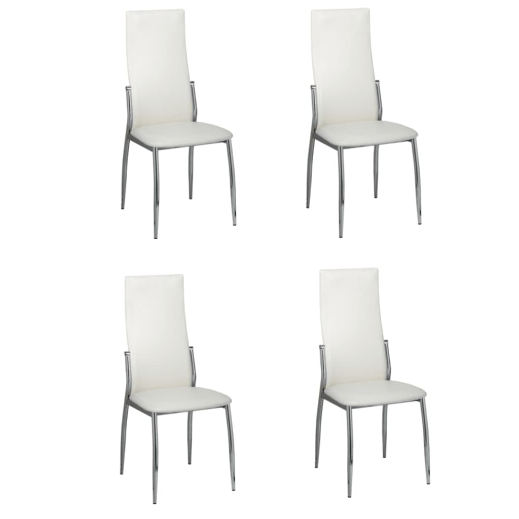Kepooman Modern Leather Armless Kitchen Dining Chair with Back, Set of 4, White Kepooman Modern Leather Armless Kitchen Dining Chair with Back, Set of 4, White
