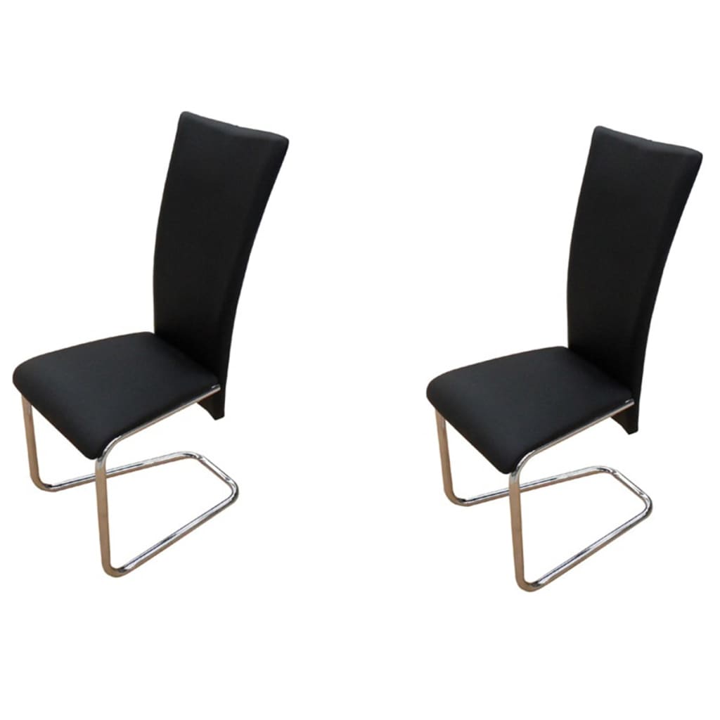 vidaXL Dining Chair Set of 2 Black Faux Leather Standard Modern-image-241914