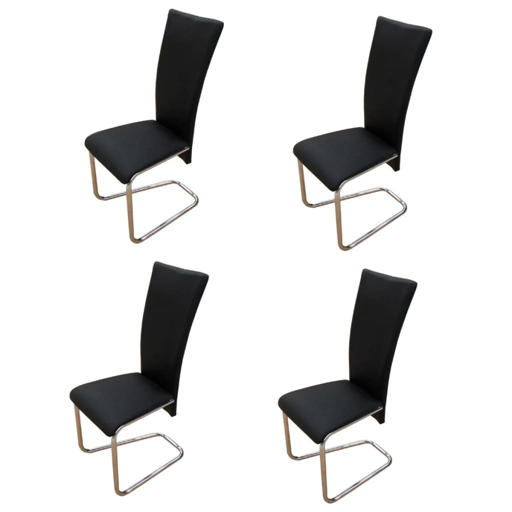 

vidaXL Dining Chairs 4 pcs Black Faux Leather