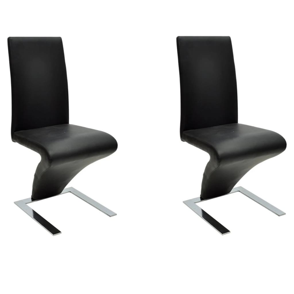 

vidaXL Dining Chairs 2 pcs Black Faux Leather