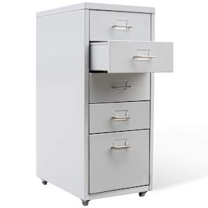 vidaXL File Cabinet with 5 Drawers Grey 68.5 cm Steel