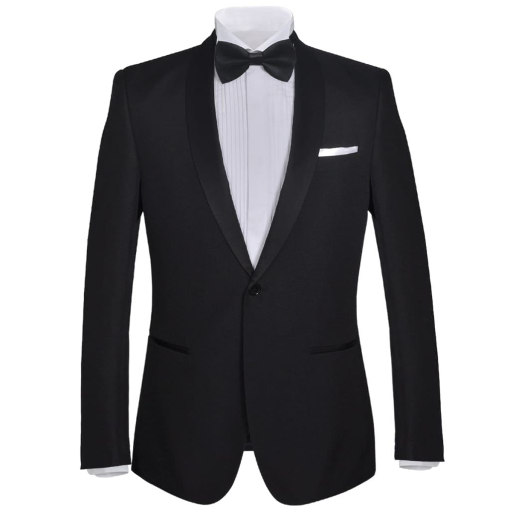 130824 vidaXL Men's Two Piece Black Tie Dinner Suit/Smoking Tuxedo Size 50 Black