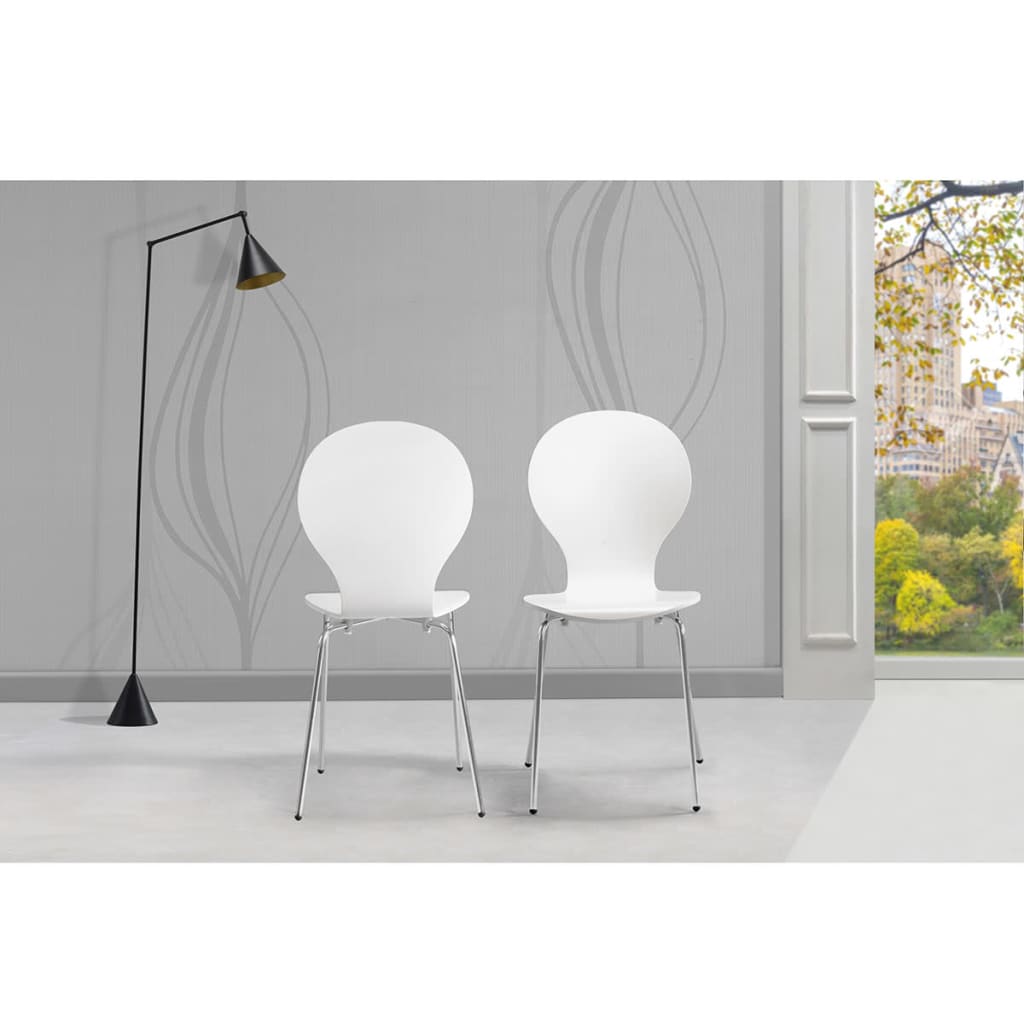 vidaXL Stapelbare Esszimmerstühle 2 Stk. Weiß Kunststoff