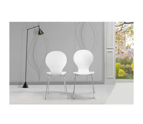 vidaXL Stapelbare Esszimmerstühle 2 Stk. Weiß Kunststoff
