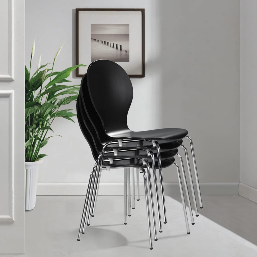 vidaXL Stacking Butterfly Dining Chairs 4 pcs Black Plastic