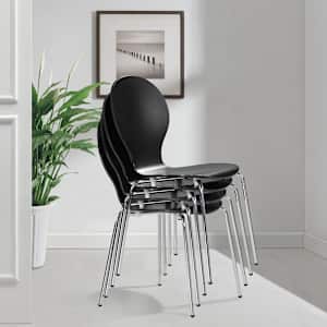 vidaXL Valgomojo kėdės, 4vnt., juodos, plastikas, sudedamos