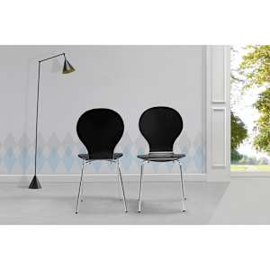 vidaXL Stapelbare Esszimmerstühle 2 Stk. Schwarz Kunststoff