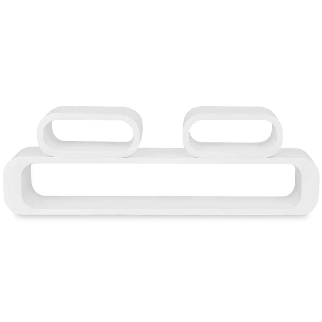 3 White MDF Floating Wall Display Shelf Cubes Book/DVD Storage VidaXL 15 width=274