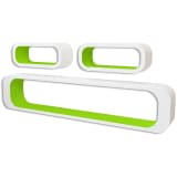 Conjunto de 3 prateleiras de parede, cubos, MDF, branco-verde