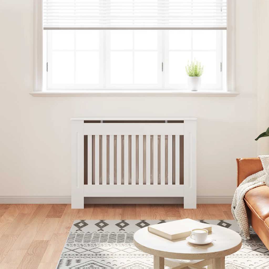 vidaXL Fehér MDF radiátorburkolatos szekrény 112 cm