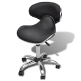 Professional Salon Spa Stool with Backrest Curved Design Black