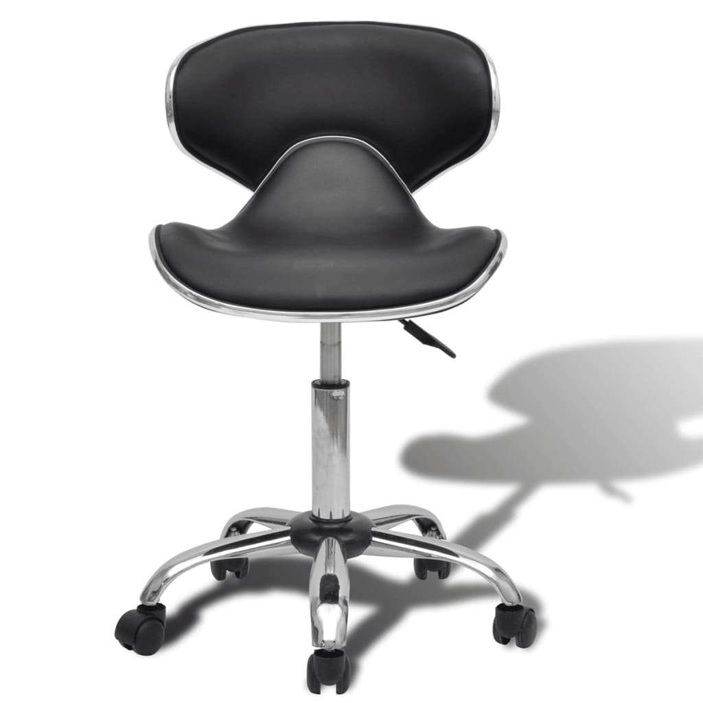 Professional Salon Spa Stool with Backrest Curved Design Black