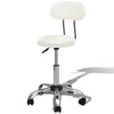 Professional Salon Spa Stool Round Seat with Backrest White