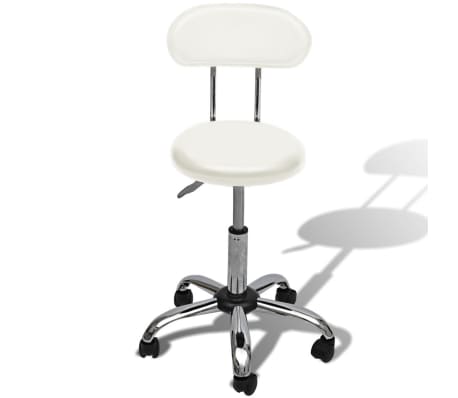 Professional Salon Spa Stool Round Seat with Backrest White