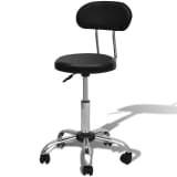 Professional Salon Spa Stool Round Seat with Backrest Black