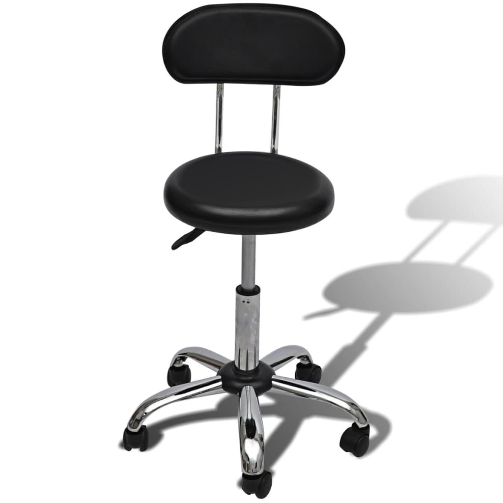 Professional Salon Spa Stool Round Seat with Backrest Black