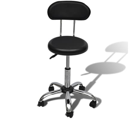 Professional Salon Spa Stool Round Seat with Backrest Black