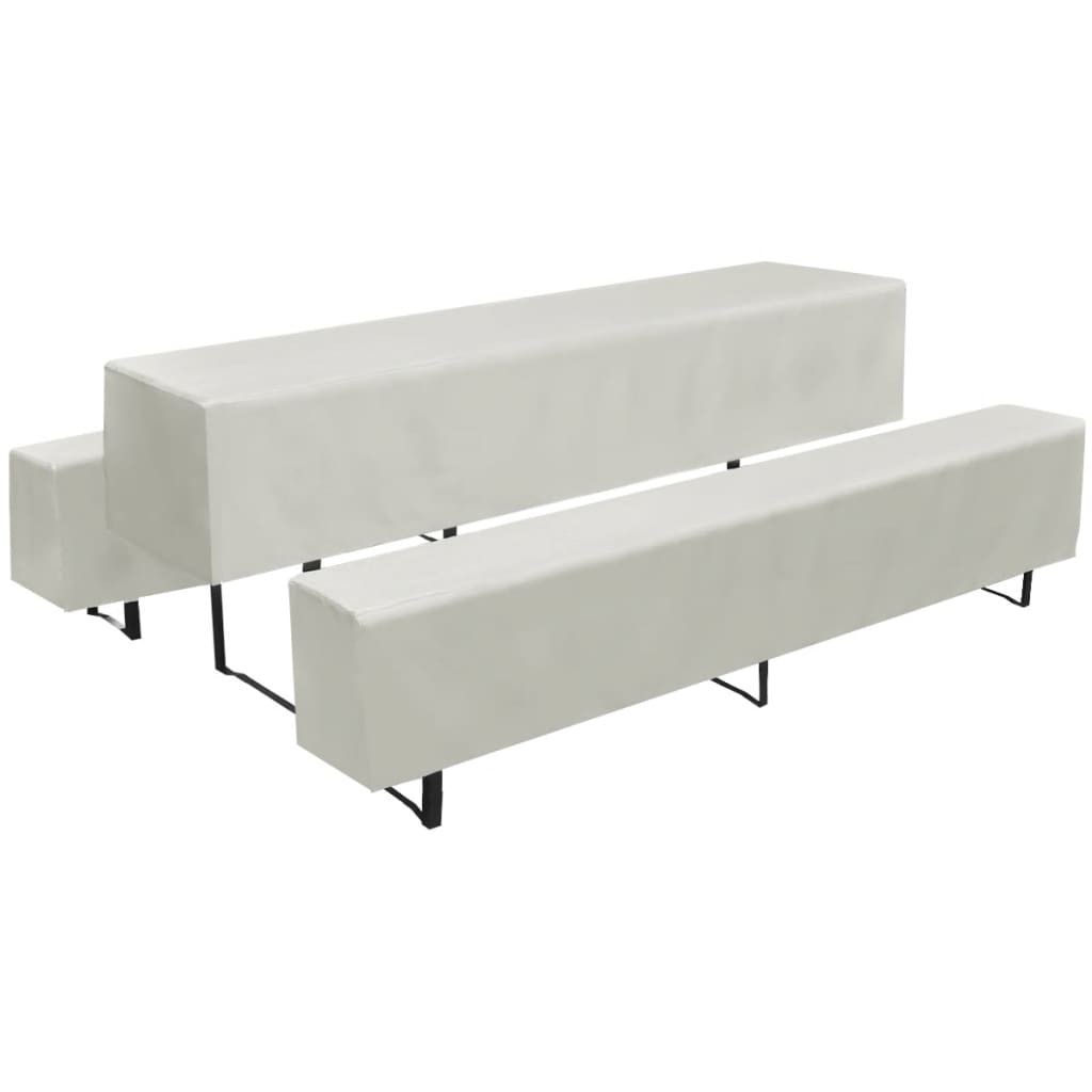 3 Slipcovers for Beer Table and Benches Cream 225 x 70 x 35 cm