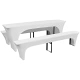 3 Nappe pour table de brasserie et bancs extensible blanc 70 cm