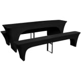 3 Nappe pour table de brasserie et bancs extensible noir 50 cm
