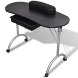 Black Foldable Manicure Nail Table with Castors