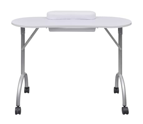 Black White Manicure Table Nail Desk Folding Portable Station Hand