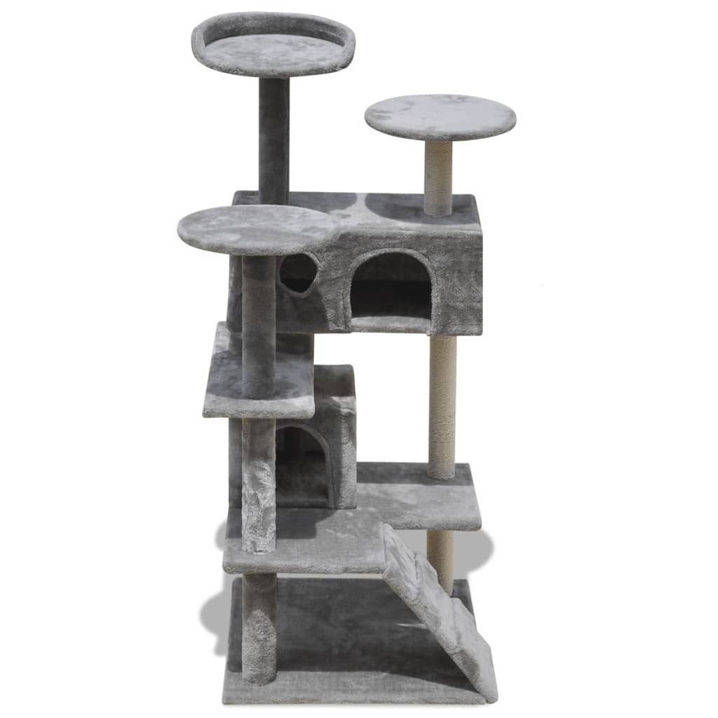 vidaXL Cat Tree Scratching Post 126 cm 2 Houses Grey