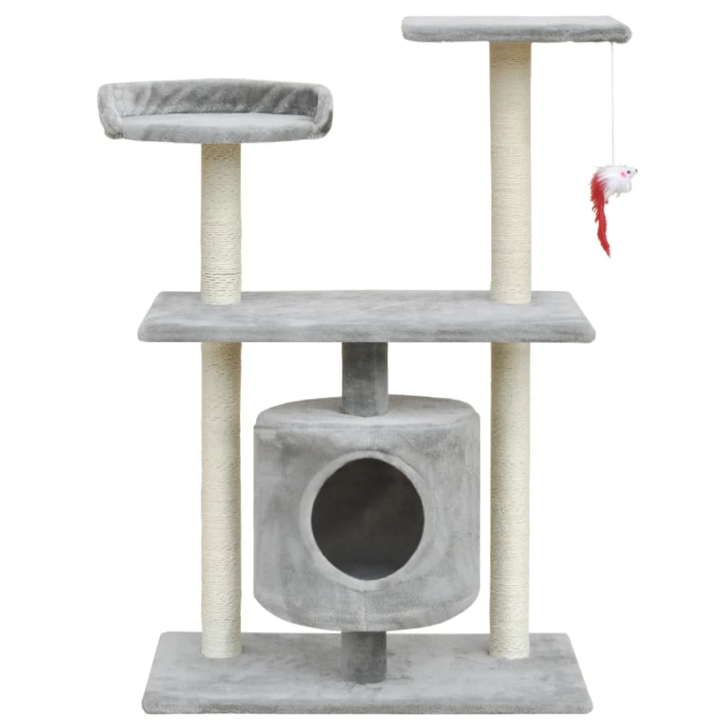 vidaXL Cat Tree Scratching Post 94.5 cm 1 House Grey