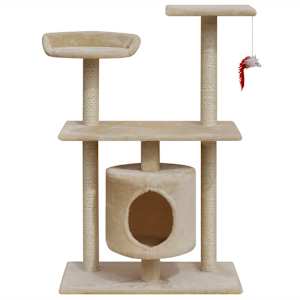 vidaXL Cat Tree Scratching Post 94.5 cm 1 House Beige